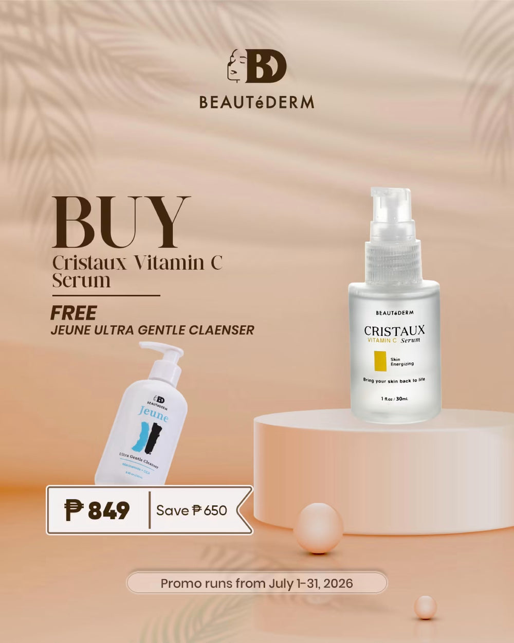 SALE! Cristaux Vitamin C Serum FREE Jeju Ultra Gentle Cleanser