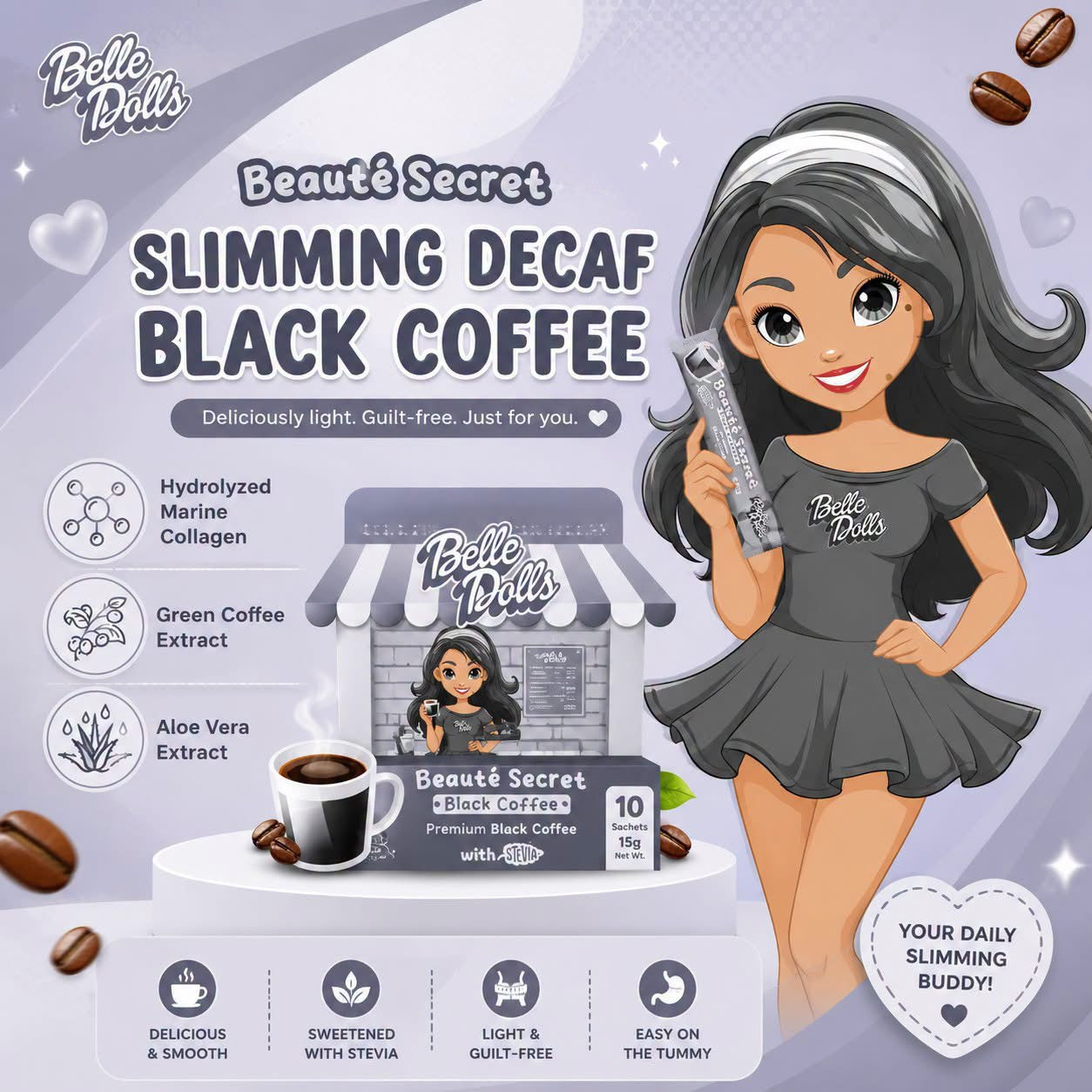 50% OFF Belle Dolls Decaf Coffee 10 Sachets