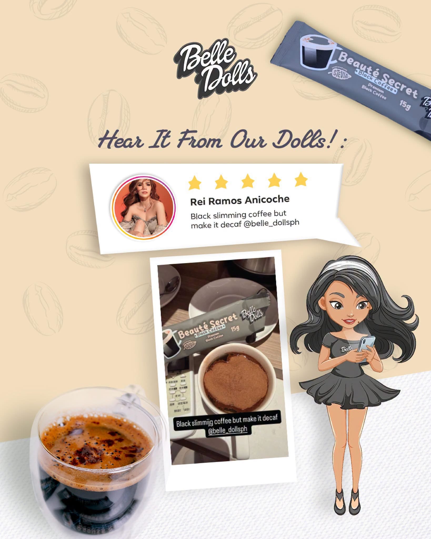 50% OFF Belle Dolls Decaf Coffee 10 Sachets