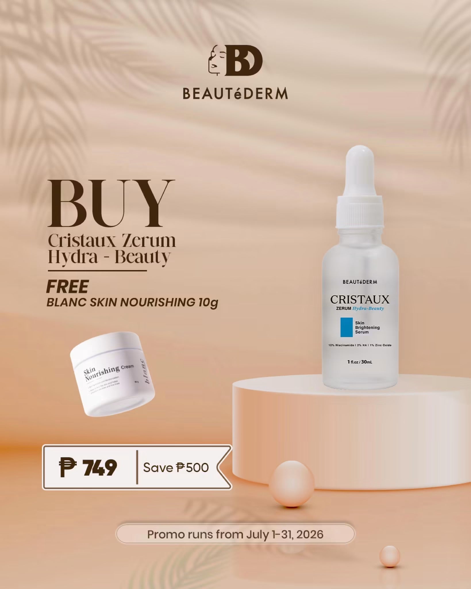 SALE! Cristaux Hydra-Beauty Zerum FREE Blanc Skin Nourishing Cream 10g