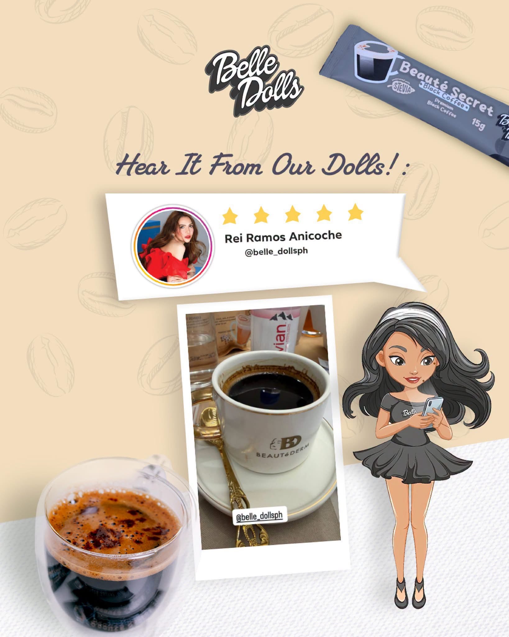 50% OFF Belle Dolls Decaf Coffee 10 Sachets