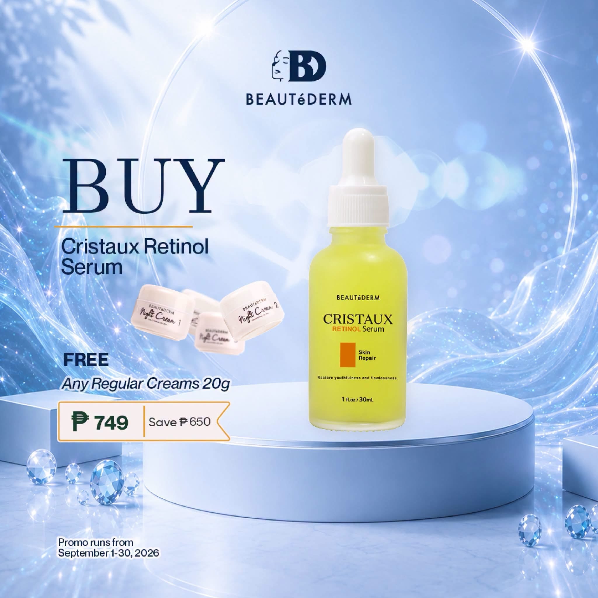 SALE! Cristaux Retinol Serum FREE Any Creams 20g