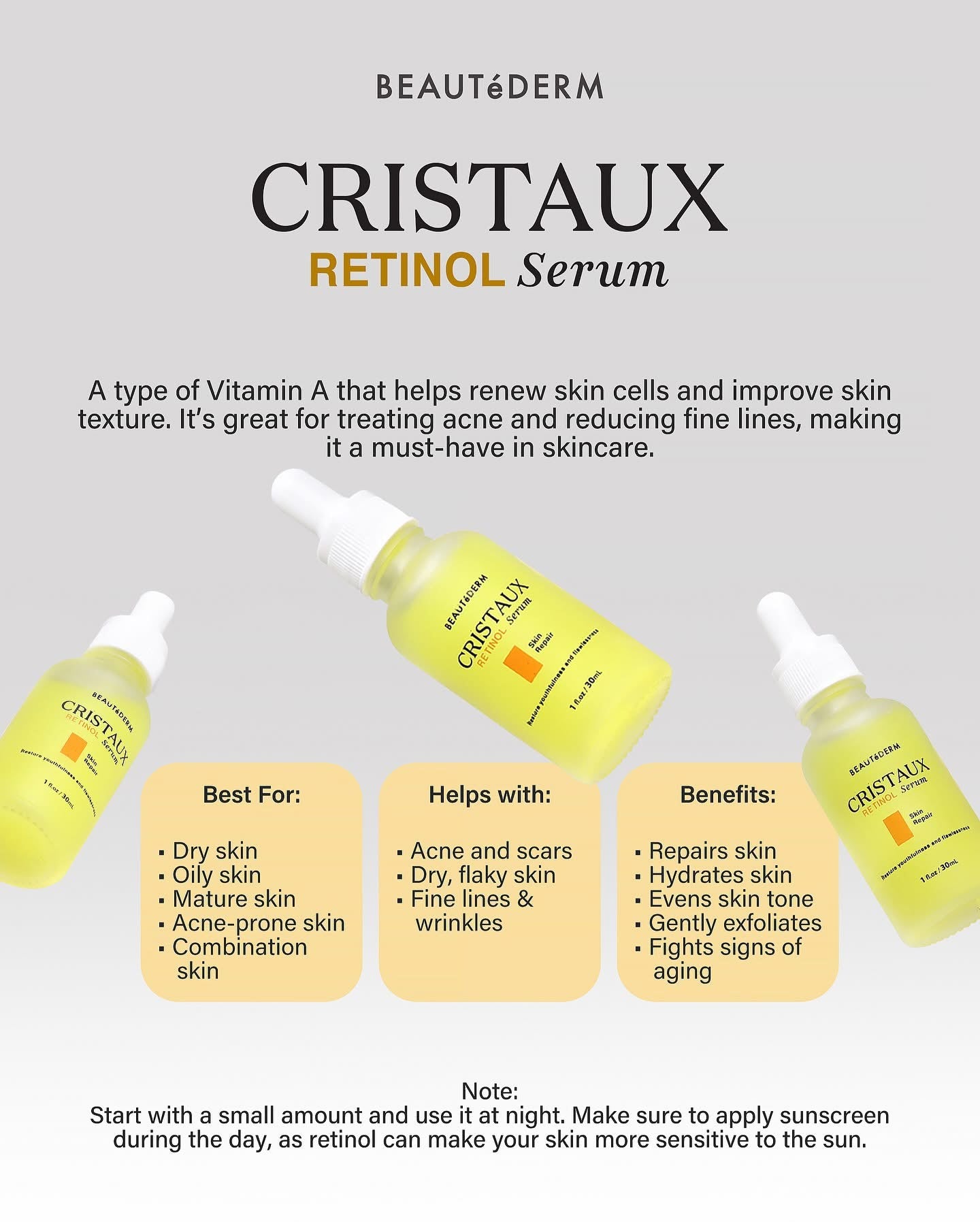 SALE! Cristaux Retinol Serum FREE Any Creams 20g