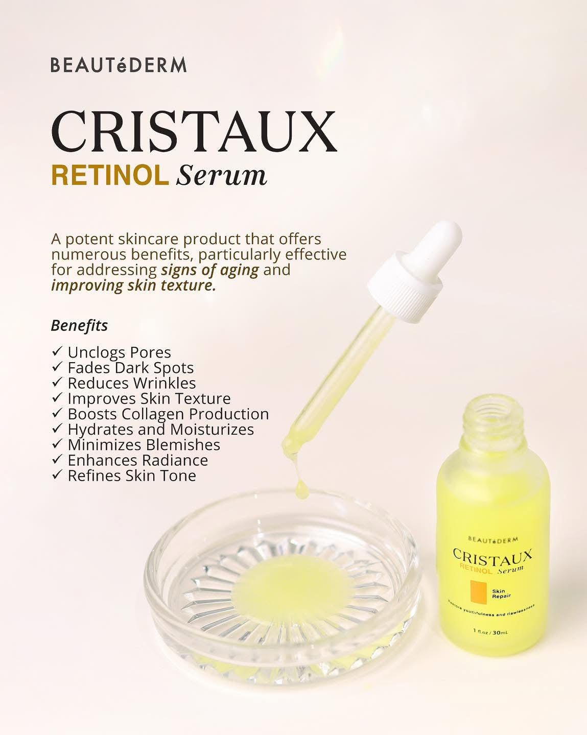 SALE! Cristaux Retinol Serum FREE Any Creams 20g