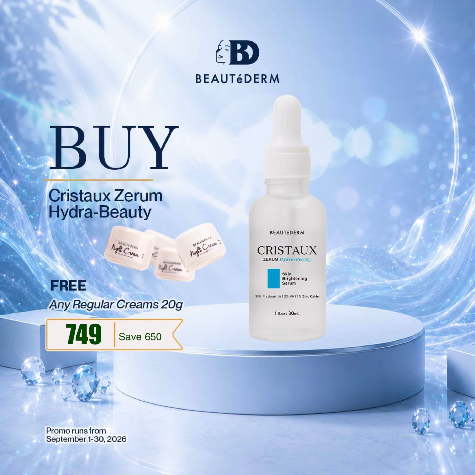 SALE! Cristaux Hydra-Beauty Zerum FREE Any  Creams 20g