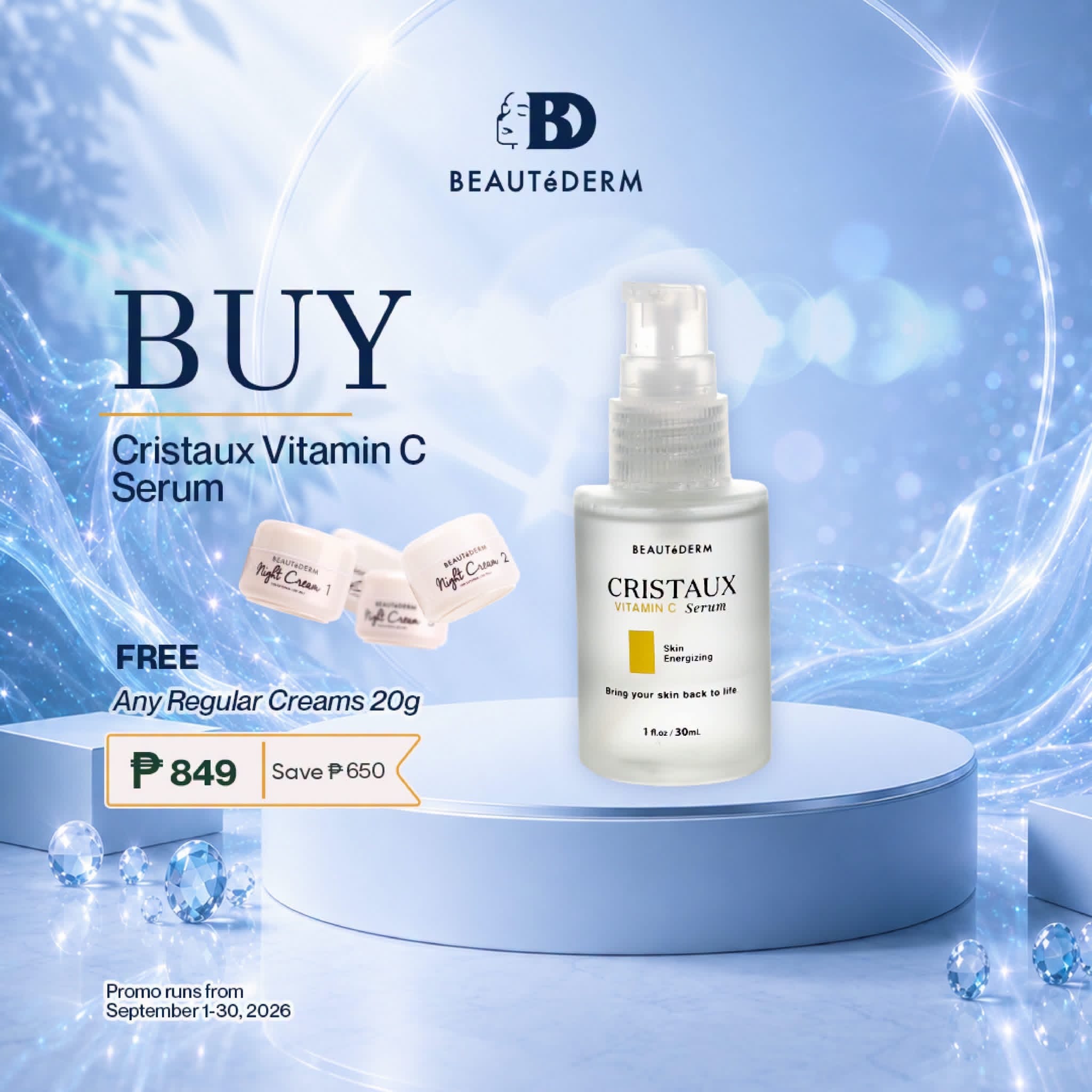 SALE! Cristaux Vitamin C Serum FREE Any Creams 20g