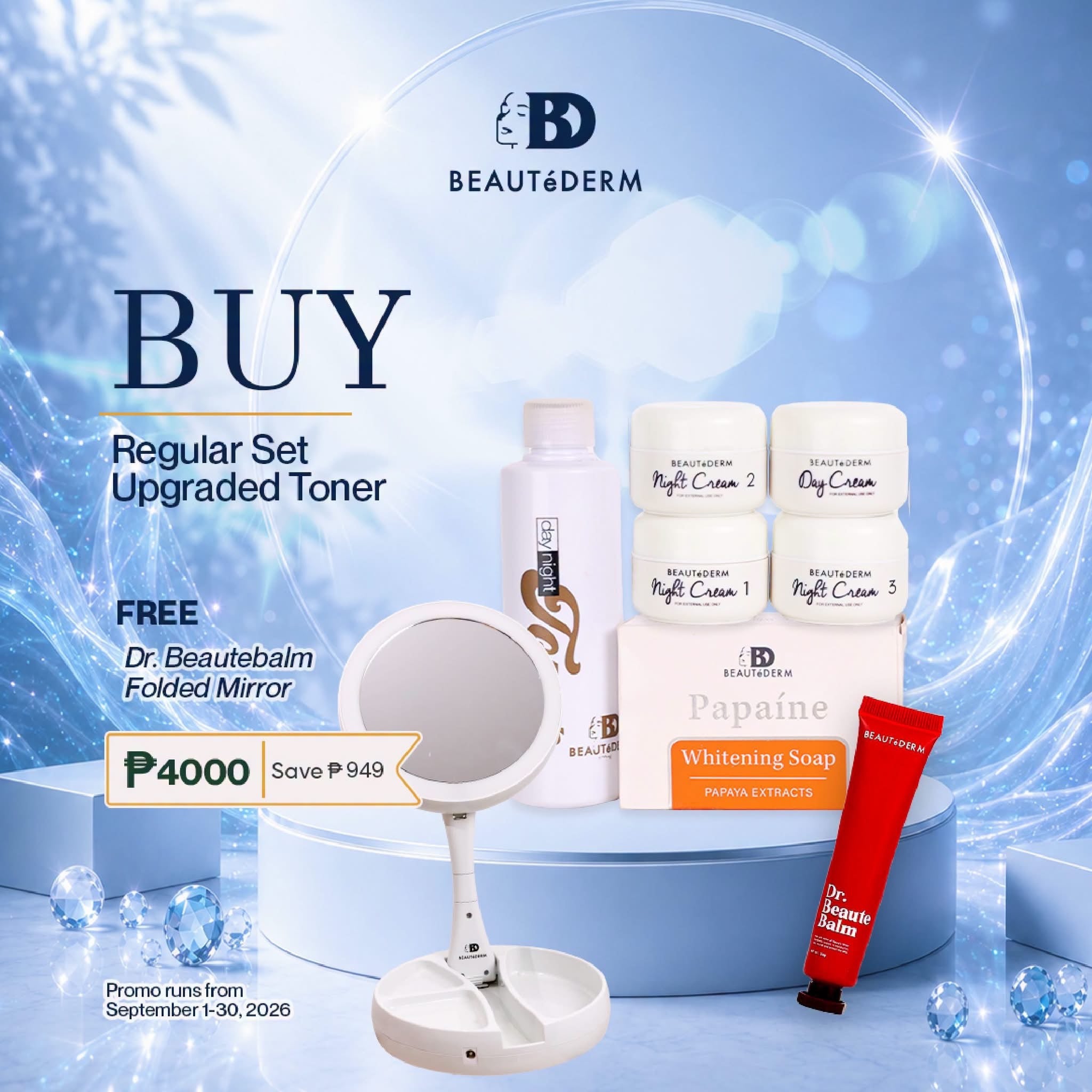 SALE! Beaute Regular Set Upgraded Toner 120ml with Free Dr. Beautebalm & Folded Mirror
