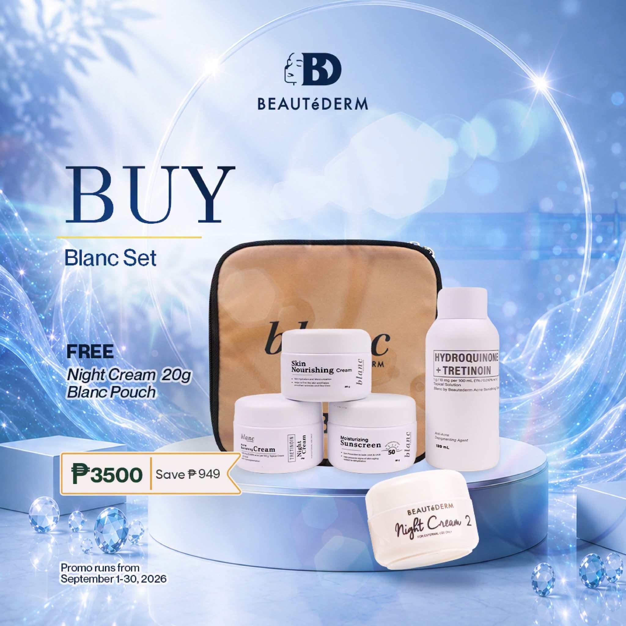 SALE! Blanc Set FREE Night Cream 2 20g and Blanc Pouch