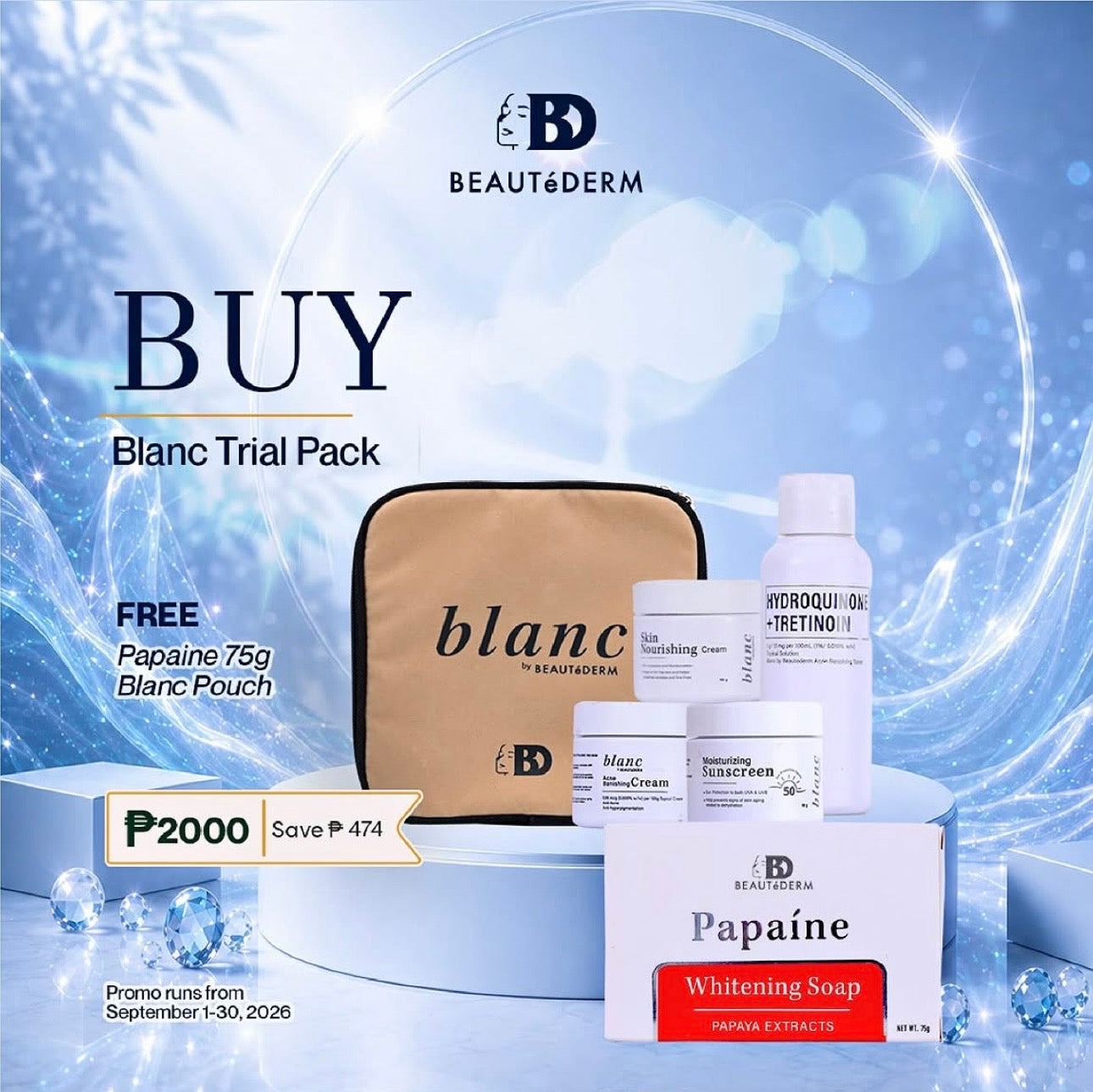 SALE! Blanc Trial Set FREE Papaíne Soap 75g and Blanc Pouch