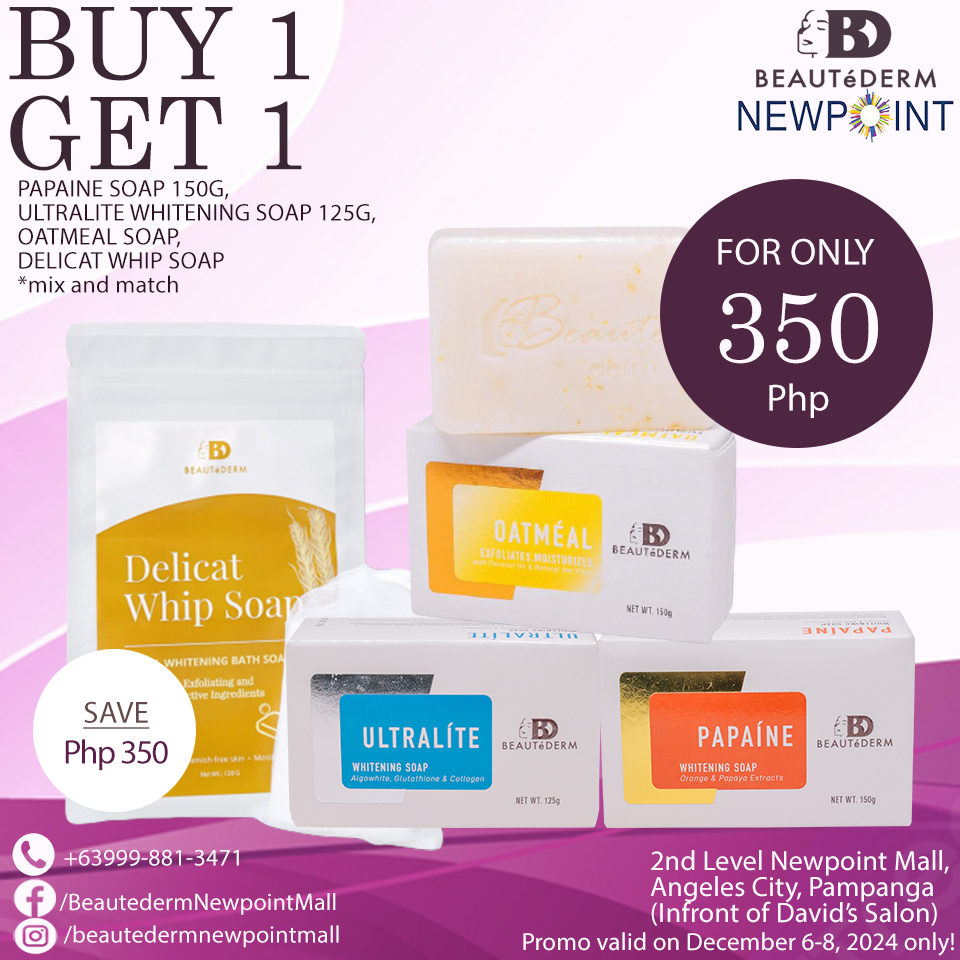 BUY 1 GET 1! Papaine Soap 150g, Ultralite Soap 125g, Delicat Whip Soap, Oatmeal Soap