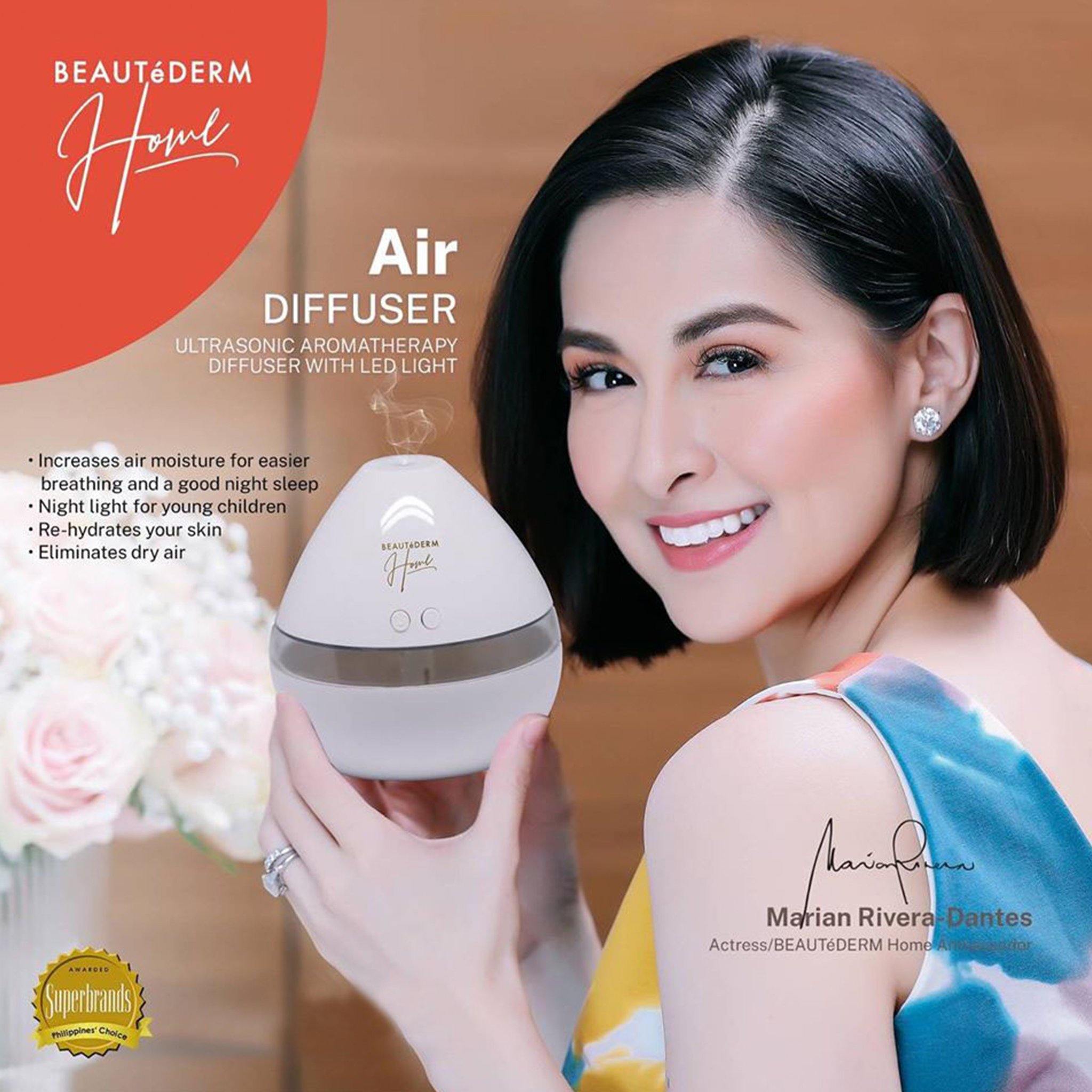 Beautederm Air Diffuser, Ultrasonic Aromatherapy Diffuser with LED Light, Marian Rivera-Dantes