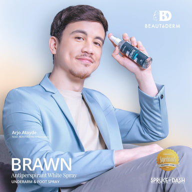 Brawn Antiperspirant White Spray, Spruce & Dash by Beautederm, with Arjo Atayde (Beautederm Ambassador)
