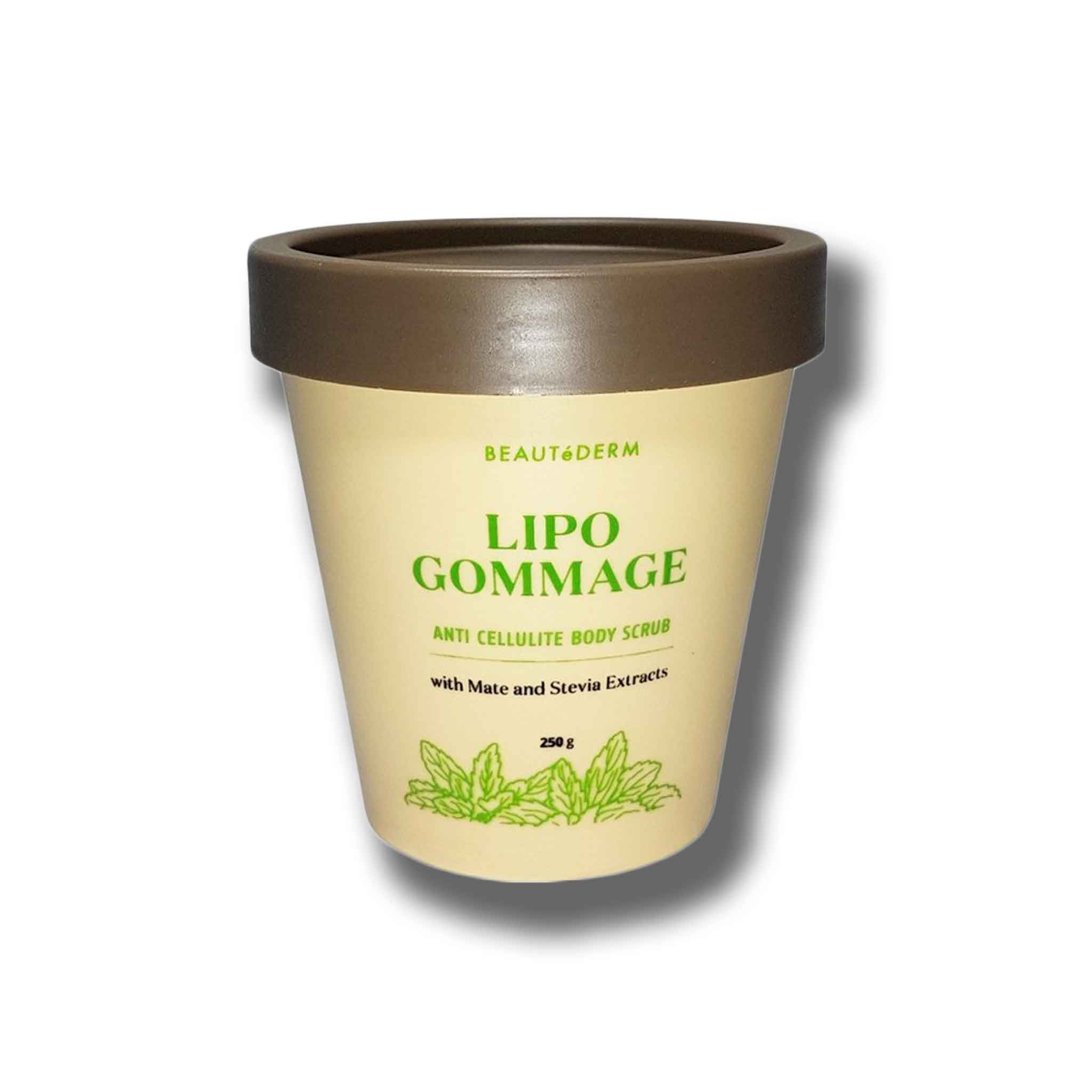 Beautederm Lipo Gommage, Anti Cellulite Body Scrub, with Mate & Stevia Extracts, 250g